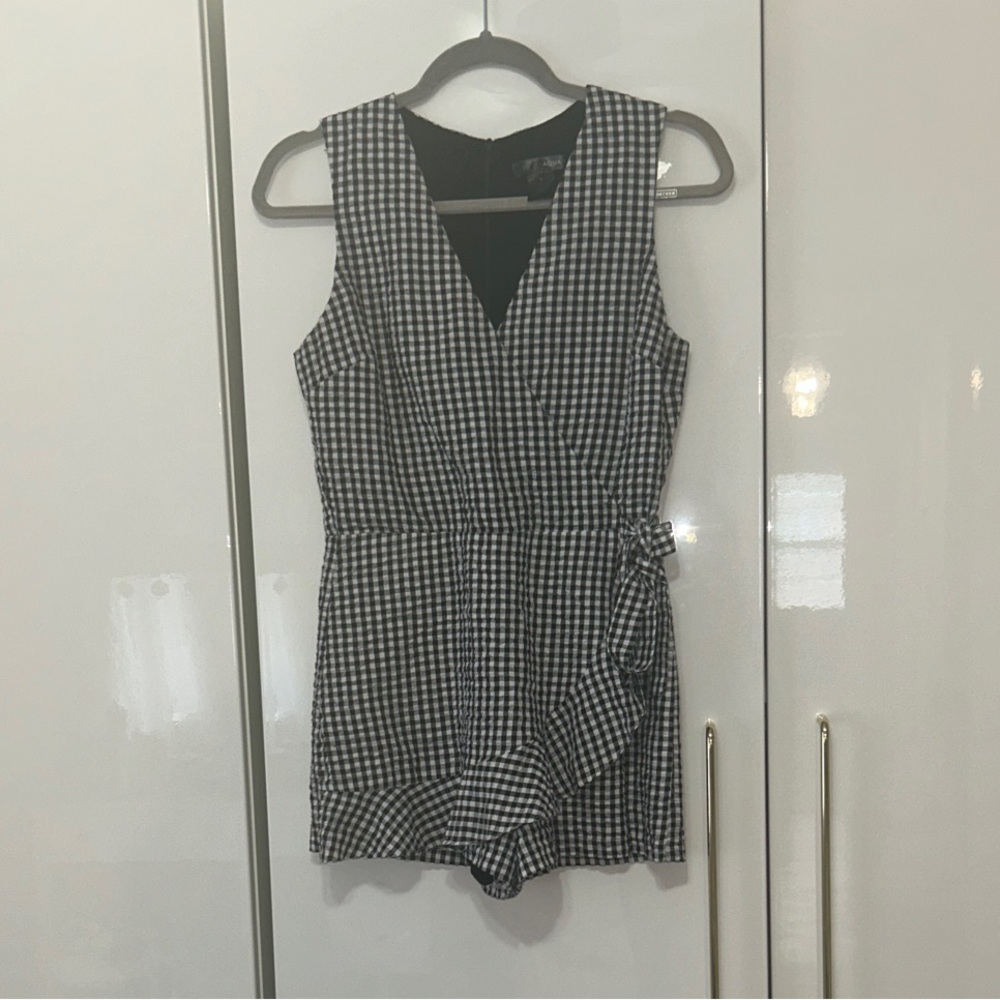 Chic Black and White Gingham Romper
